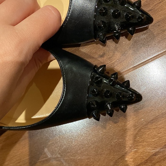 Christian Louboutin / Geo Black Leather Pump Spike Patent Toe Cap pigalle 38.5 - Picture 7 of 10